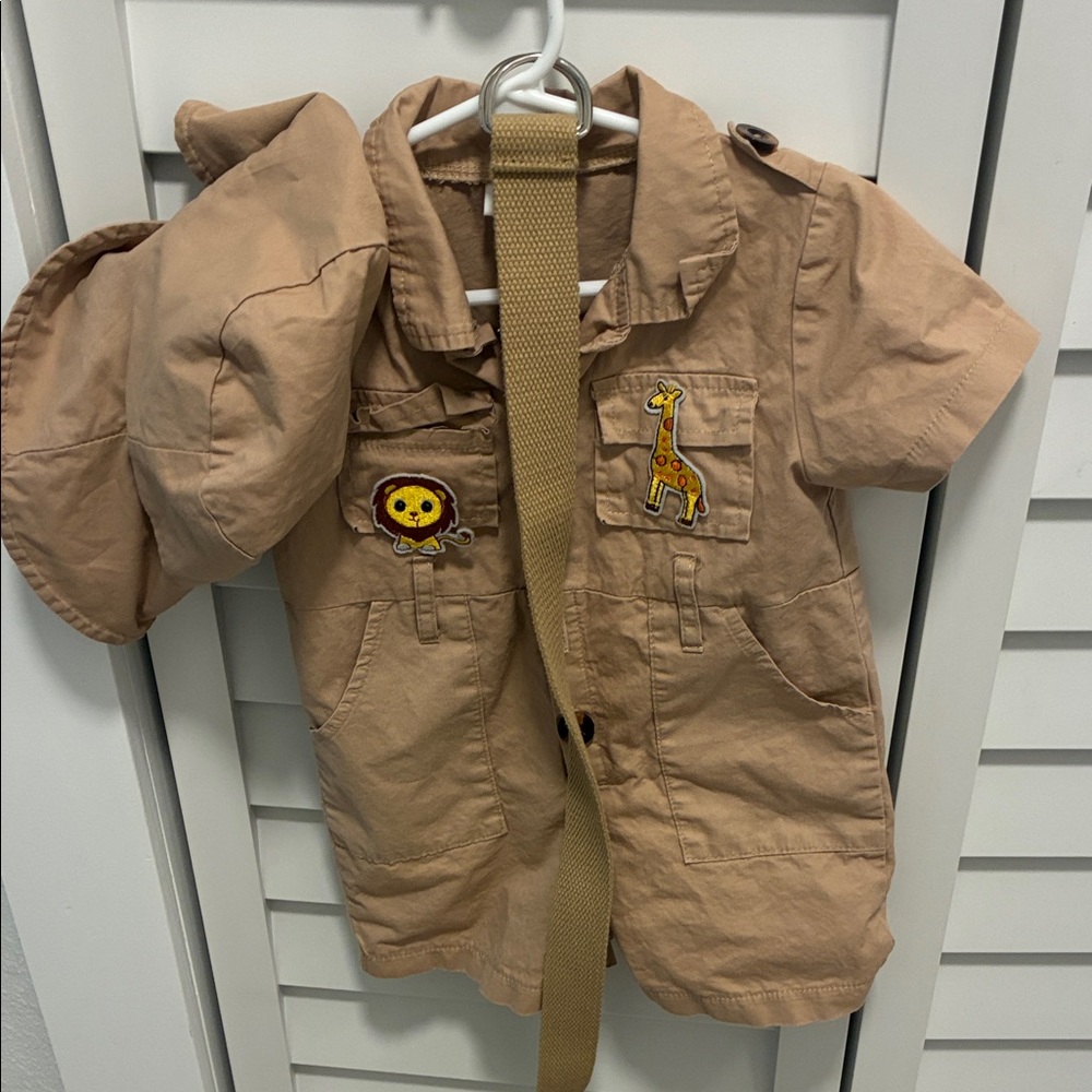 Kids Tan Safari Jacket with Animal Patches